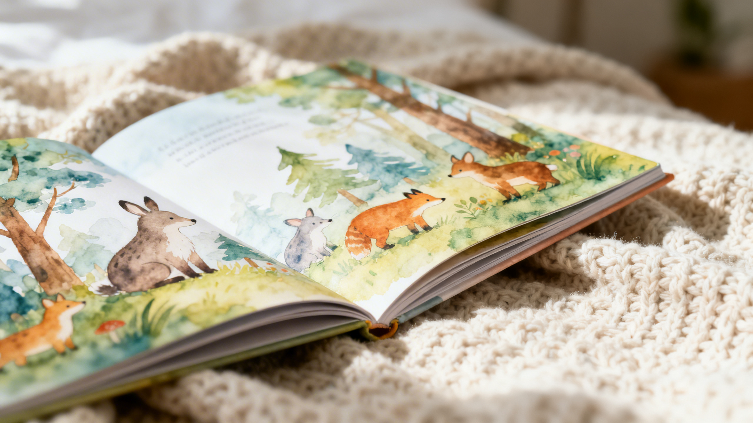 Close-up of beautiful illustrations in a children's book