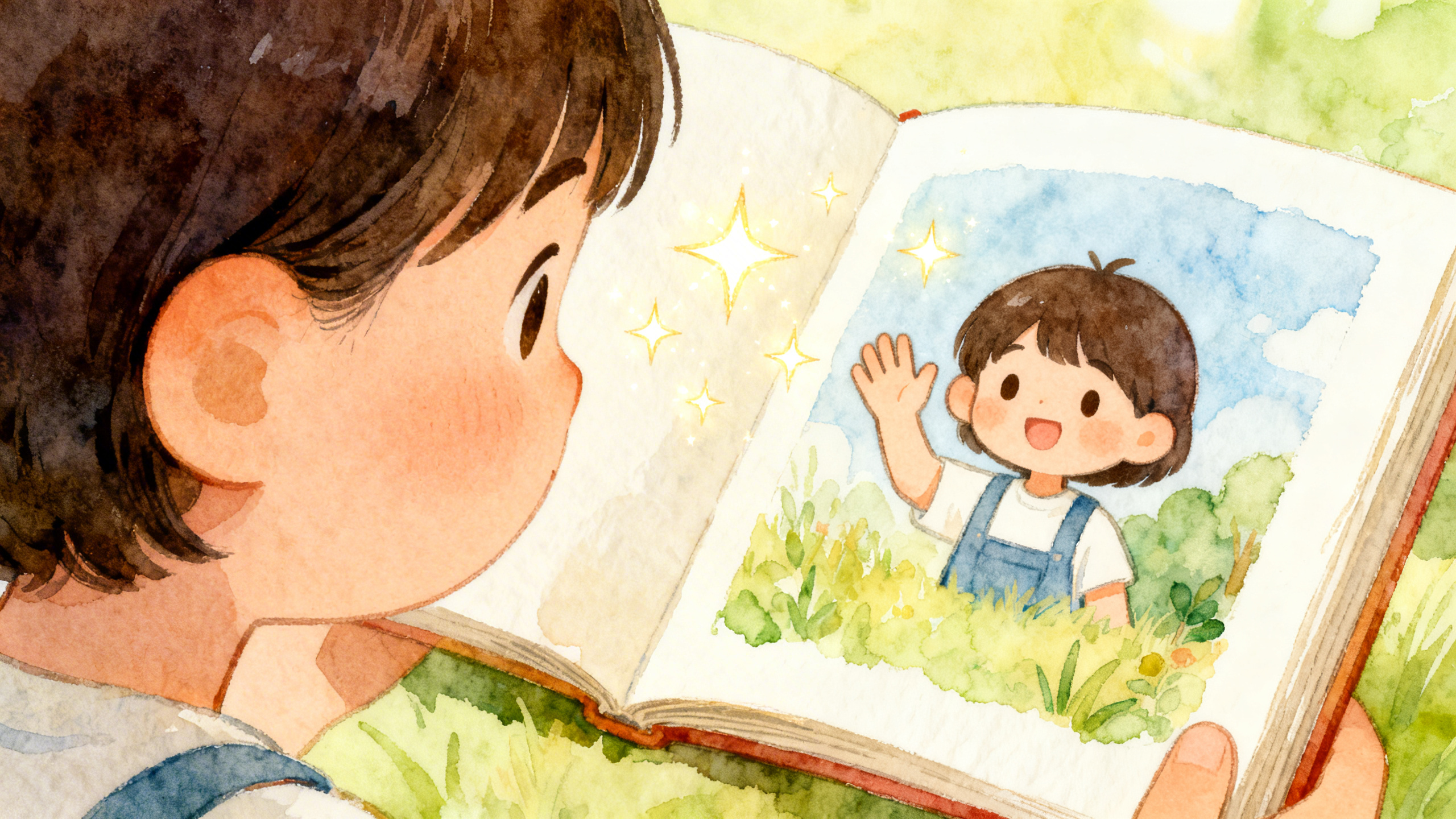 Barn ser sig själv i en illustrerad bilderbok