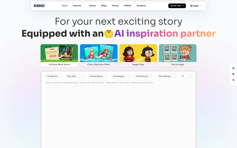 ReadKidz landing page